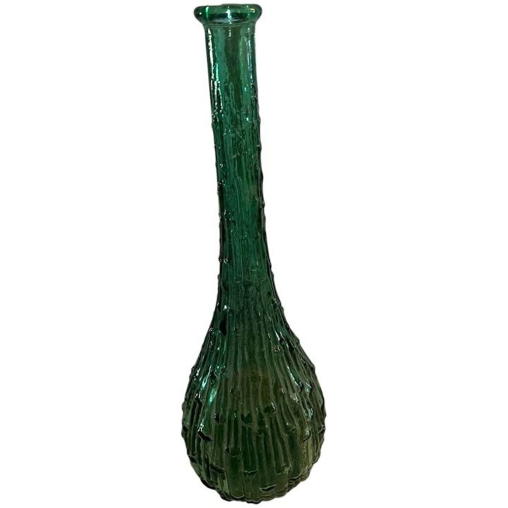 Vintage Mid Century Modern Emerald Green Wax Drip Genie Bottle